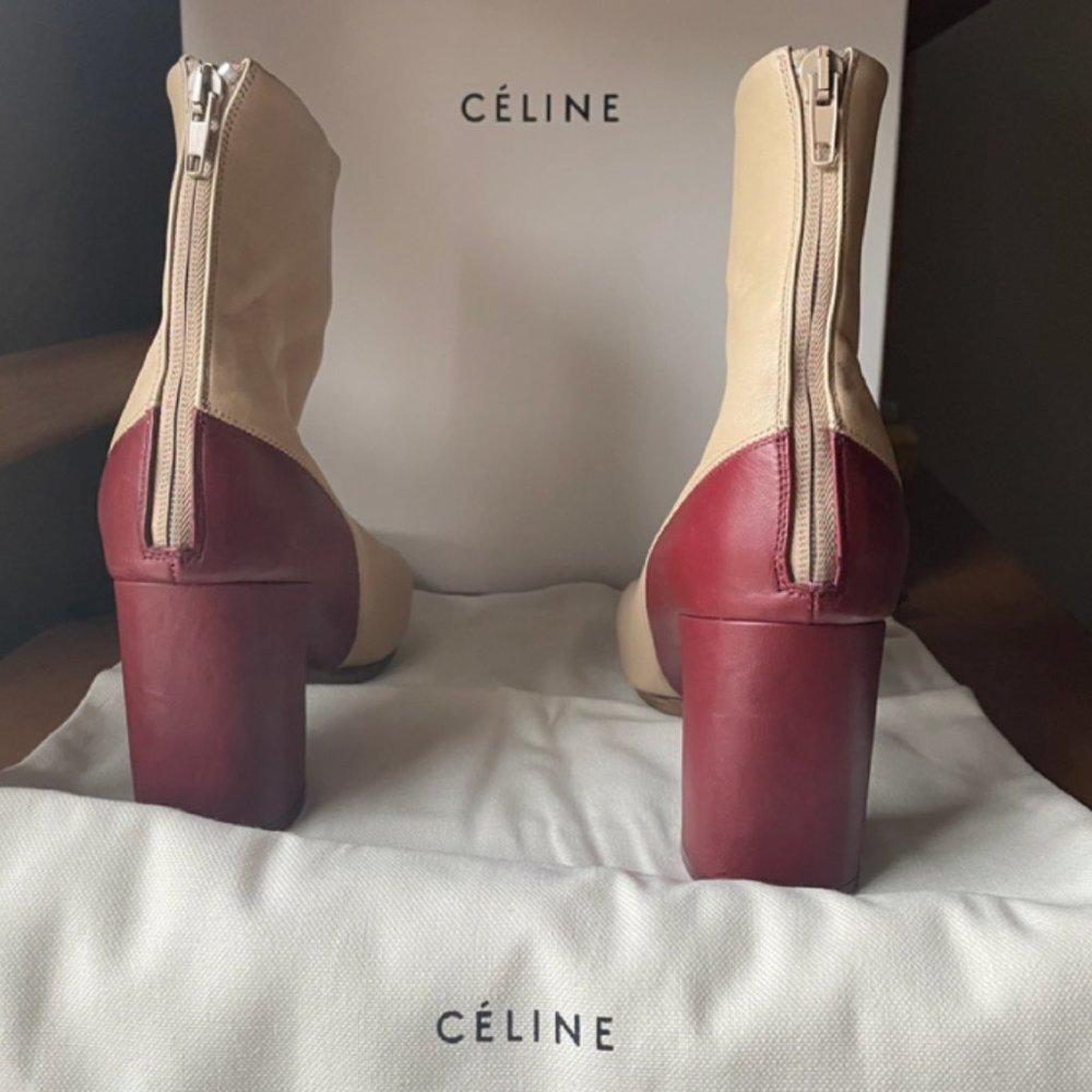 Celine Phoebe Philo Red and White Spring 2018 Ankle Boots - Picture 3 of 4